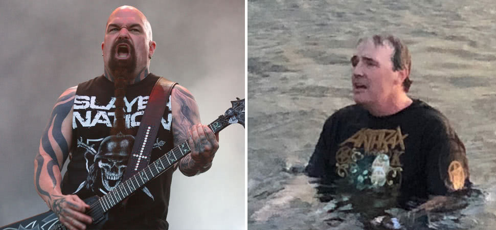 A drunk fan tried swimming back into a Slayer gig after being kicked out