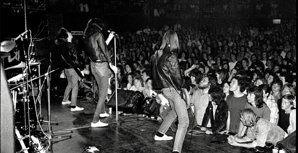 The Ramones performing at the Roundhouse in England, 1976